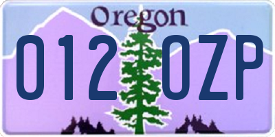 OR license plate 012OZP