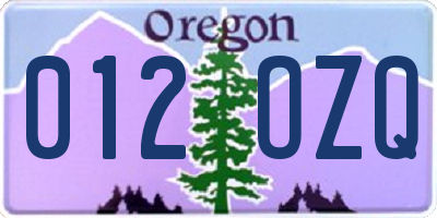 OR license plate 012OZQ