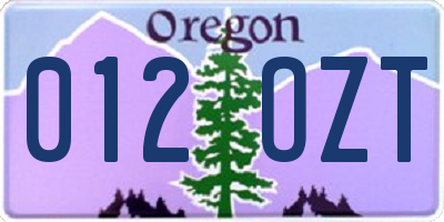 OR license plate 012OZT