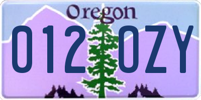 OR license plate 012OZY