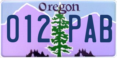 OR license plate 012PAB