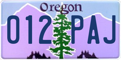 OR license plate 012PAJ