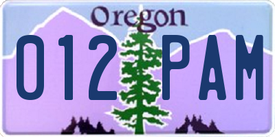 OR license plate 012PAM