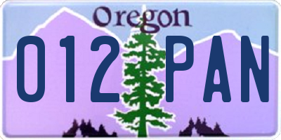 OR license plate 012PAN