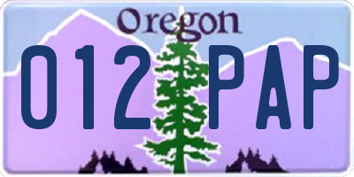 OR license plate 012PAP