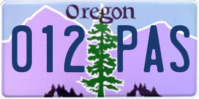 OR license plate 012PAS