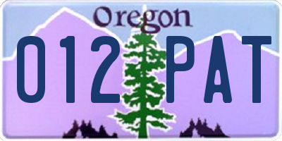 OR license plate 012PAT