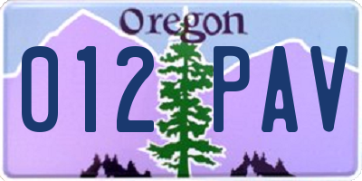 OR license plate 012PAV