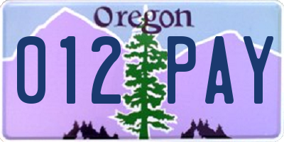 OR license plate 012PAY