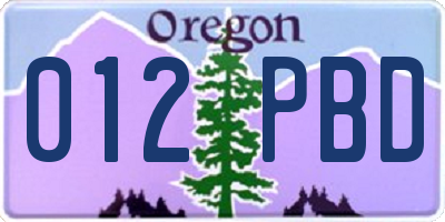 OR license plate 012PBD