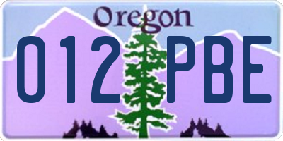 OR license plate 012PBE