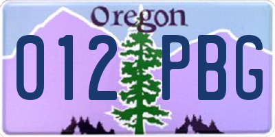 OR license plate 012PBG