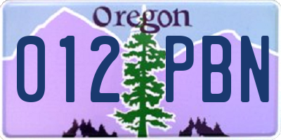 OR license plate 012PBN