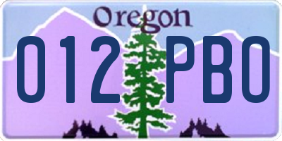 OR license plate 012PBO