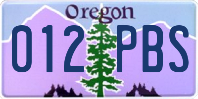 OR license plate 012PBS