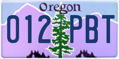 OR license plate 012PBT
