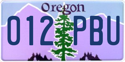OR license plate 012PBU