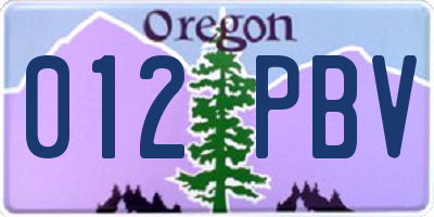 OR license plate 012PBV