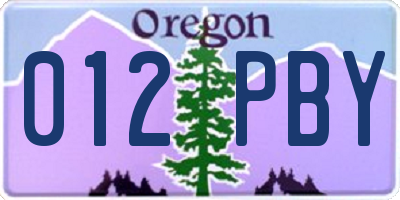 OR license plate 012PBY