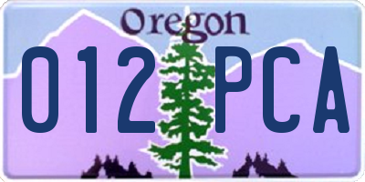 OR license plate 012PCA