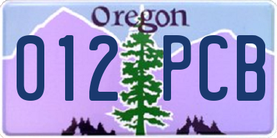 OR license plate 012PCB
