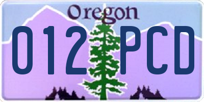OR license plate 012PCD