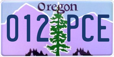 OR license plate 012PCE