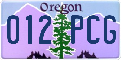 OR license plate 012PCG