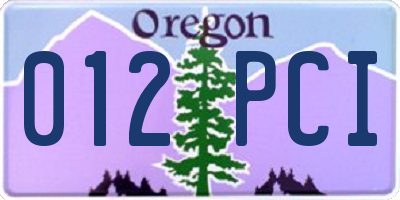 OR license plate 012PCI