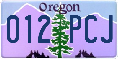 OR license plate 012PCJ