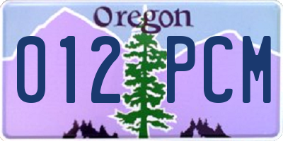 OR license plate 012PCM