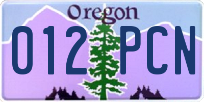 OR license plate 012PCN
