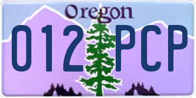 OR license plate 012PCP