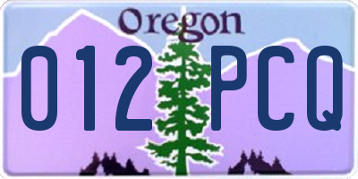 OR license plate 012PCQ