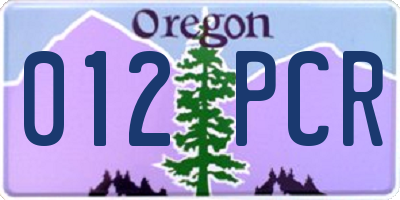 OR license plate 012PCR