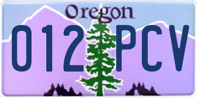 OR license plate 012PCV