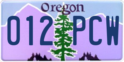 OR license plate 012PCW