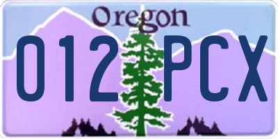 OR license plate 012PCX