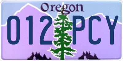 OR license plate 012PCY