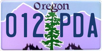 OR license plate 012PDA