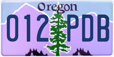 OR license plate 012PDB