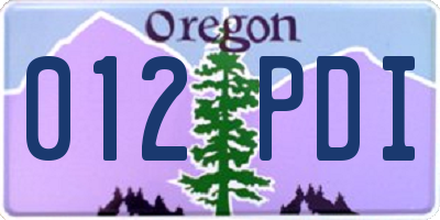 OR license plate 012PDI
