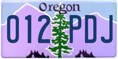 OR license plate 012PDJ