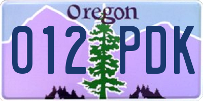 OR license plate 012PDK
