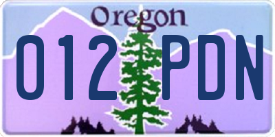 OR license plate 012PDN