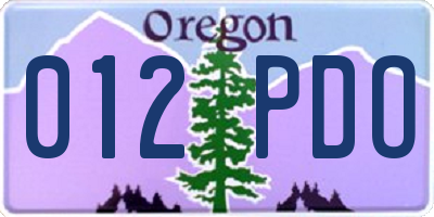 OR license plate 012PDO