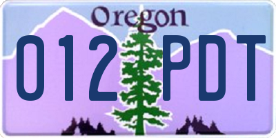 OR license plate 012PDT