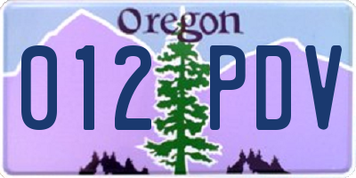 OR license plate 012PDV