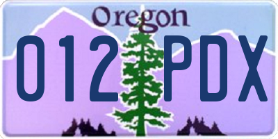 OR license plate 012PDX