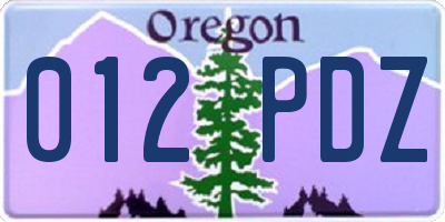 OR license plate 012PDZ